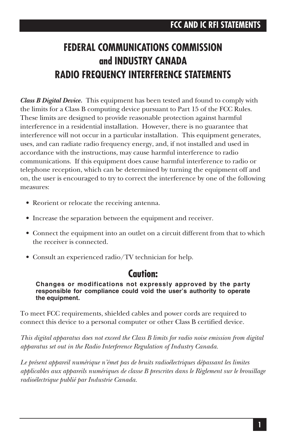 Caution | Black Box LRB500A User Manual | Page 2 / 33