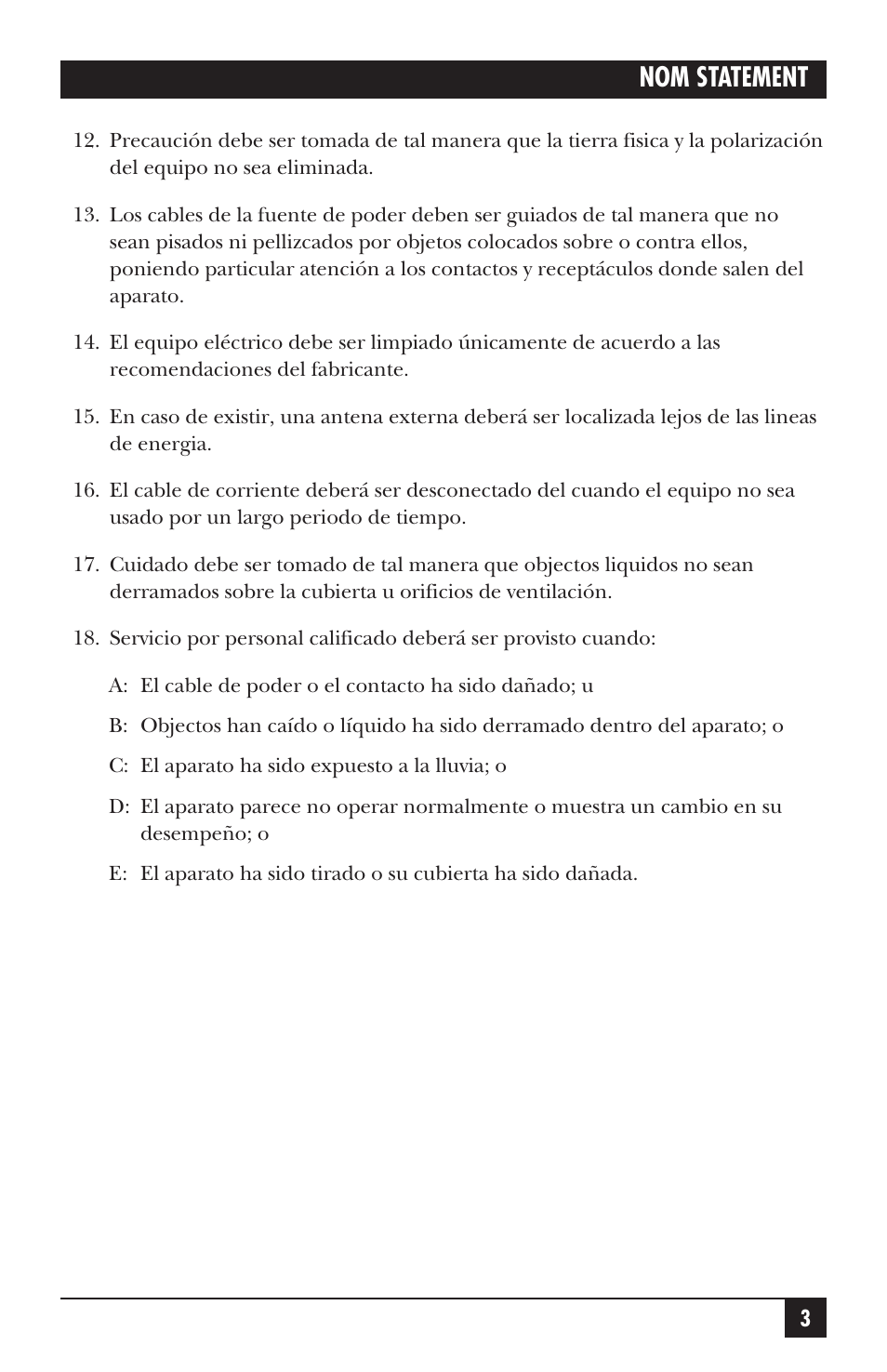 Nom statement | Black Box LRB500A User Manual | Page 4 / 33