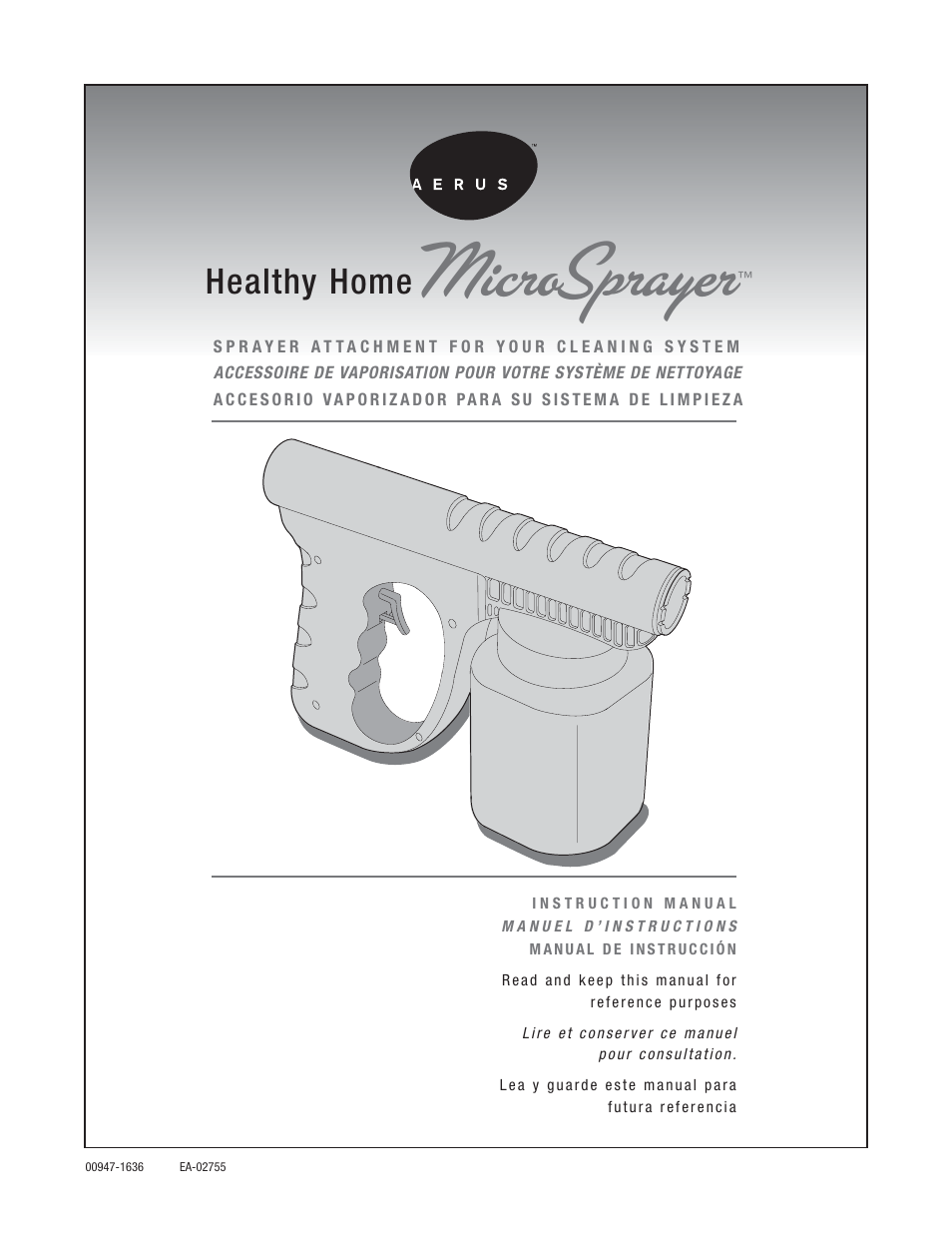 Aerus Healthy Home MicroSprayer User Manual | 4 pages