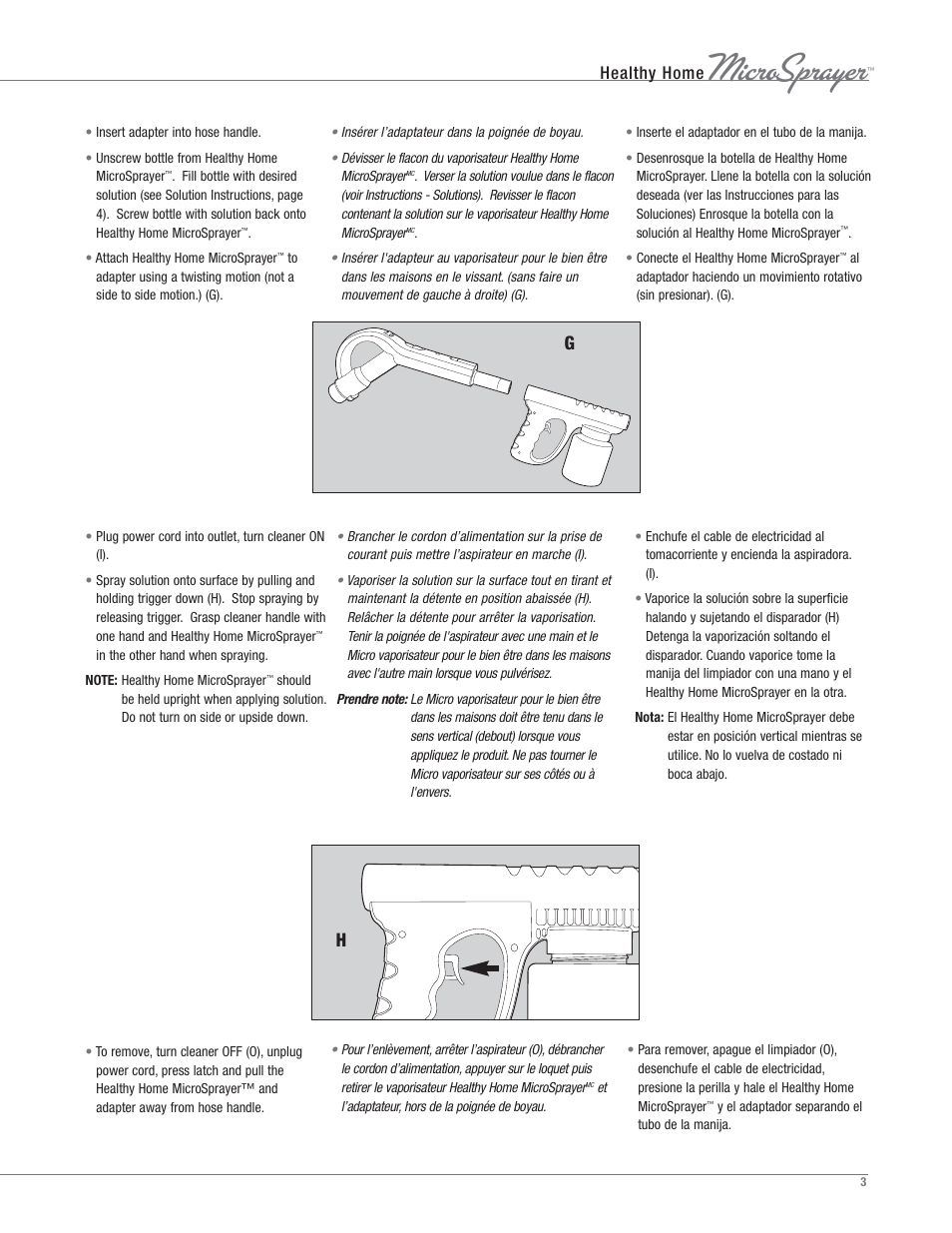 Microsprayer, Healthy home | Aerus Healthy Home MicroSprayer User Manual | Page 3 / 4