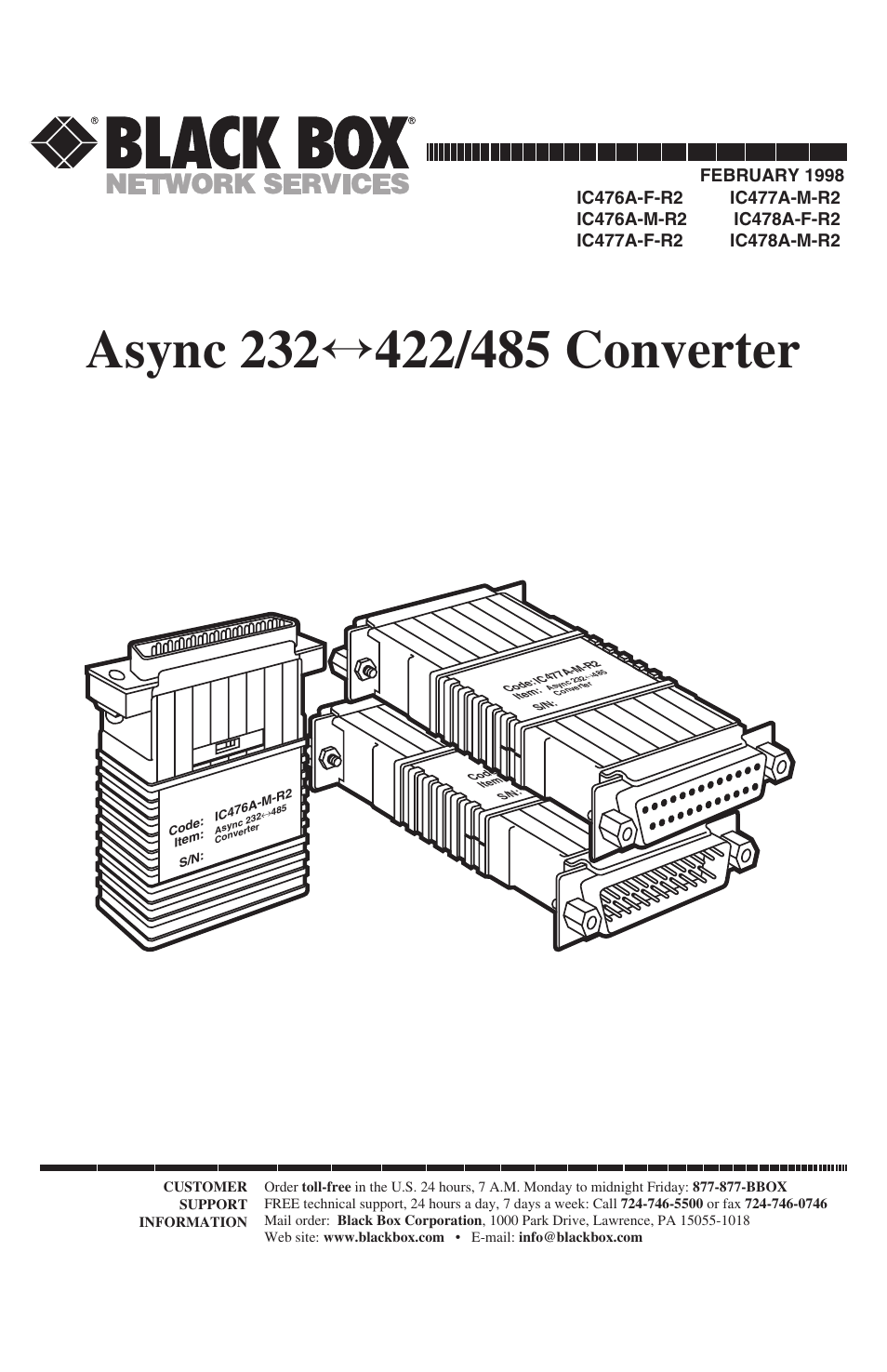 Black Box IC476A-F-R2 User Manual | 25 pages