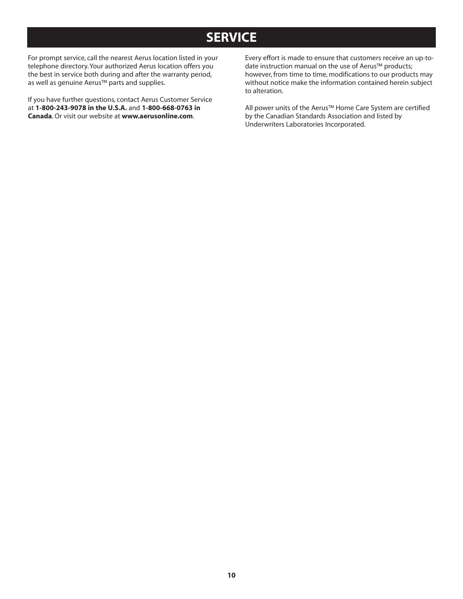 Service | Aerus Lux Legacy Upright User Manual | Page 10 / 12
