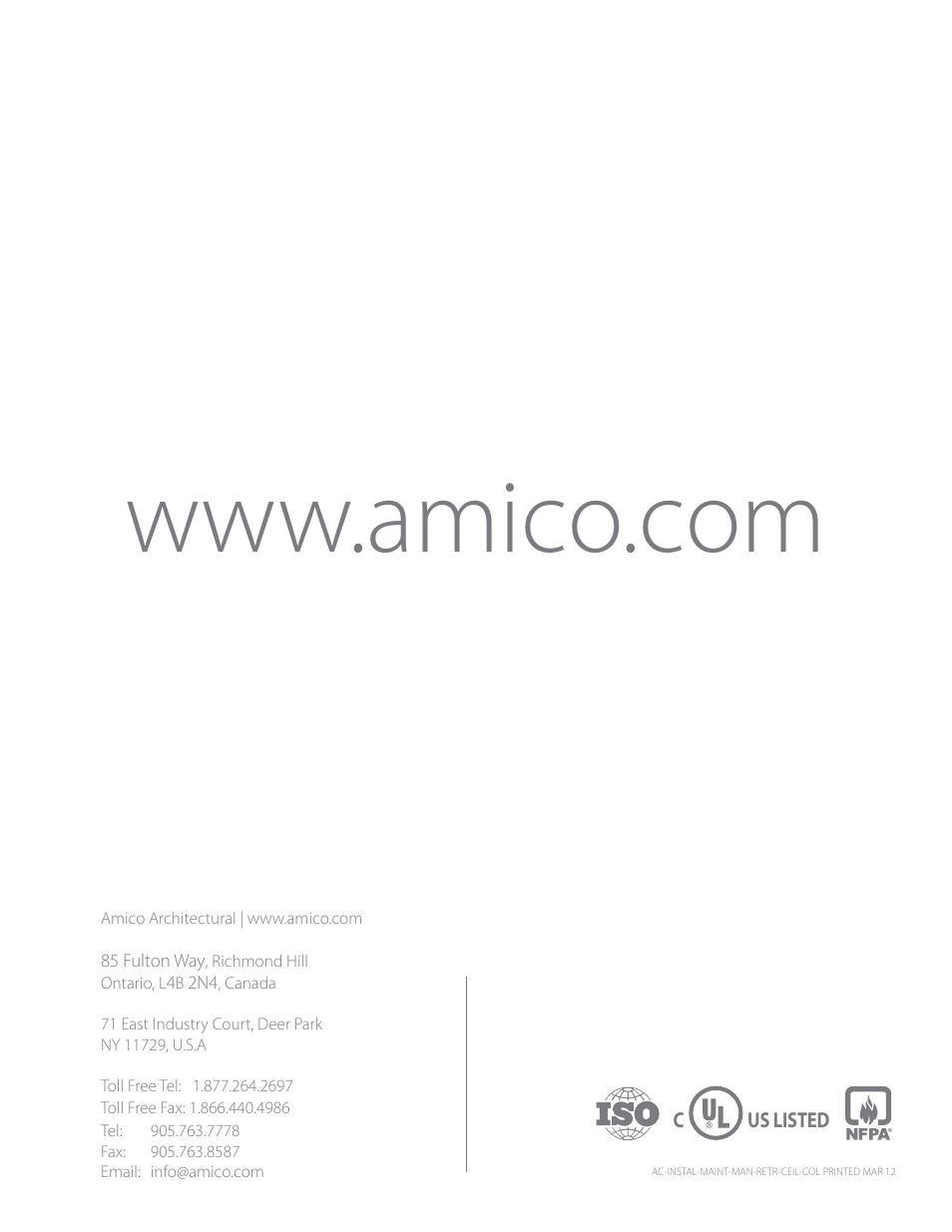 Amico Ceiling Column Manual Retractable User Manual | Page 16 / 16