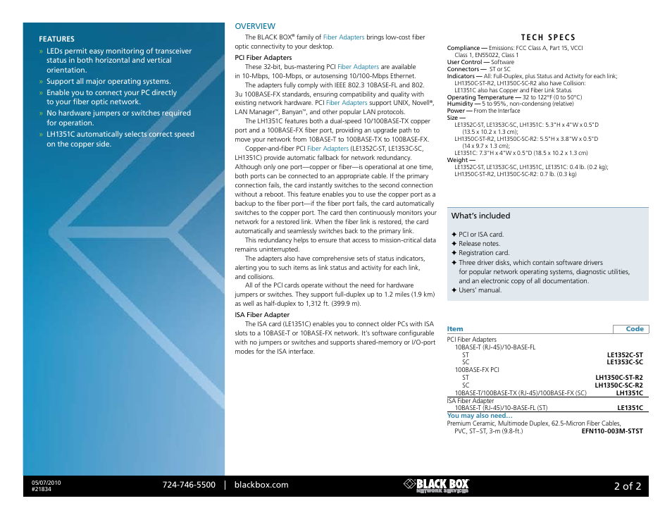 Black box, 2 of 2 | Black Box 21834 User Manual | Page 2 / 2