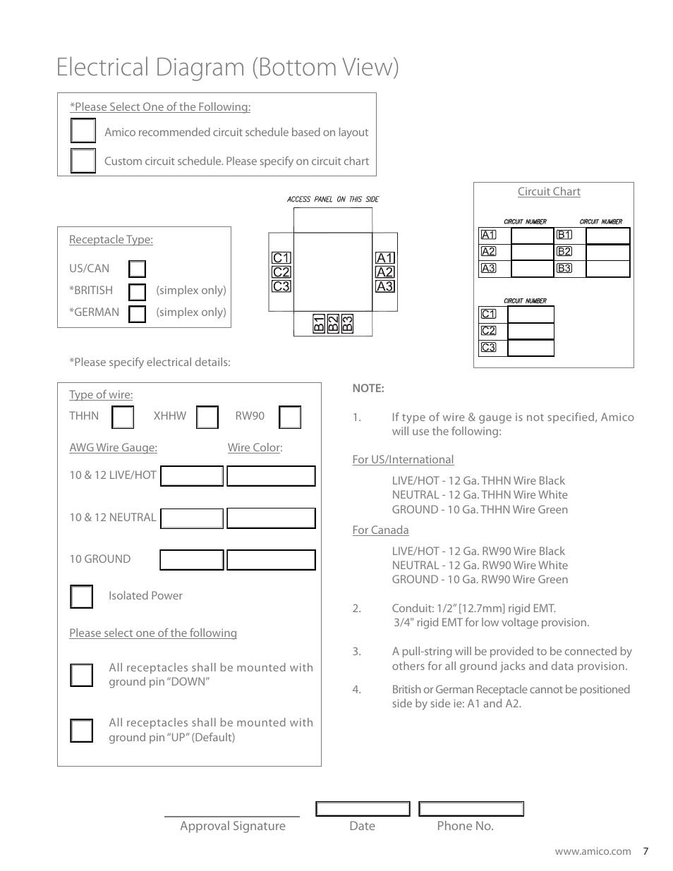 Electrical diagram (bottom view) | Amico Ceiling Column Rigid LITE (Stationary) User Manual | Page 8 / 12