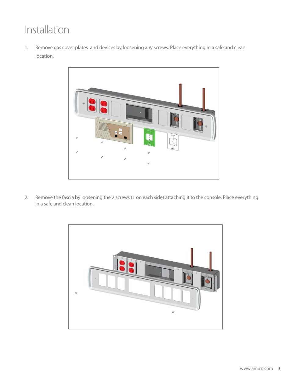Installation | Amico Emerald Series Recessed Console With Rail User Manual | Page 3 / 8