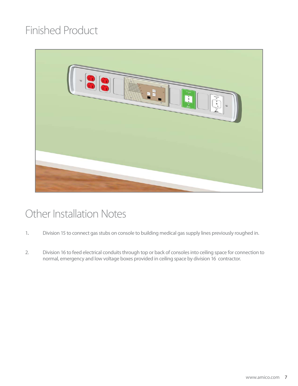 Amico Emerald Series Recessed Console With Rail User Manual | Page 7 / 8