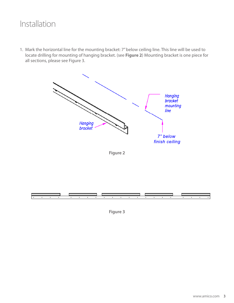 Installation | Amico Freedom Series Surface Mounted User Manual | Page 3 / 8