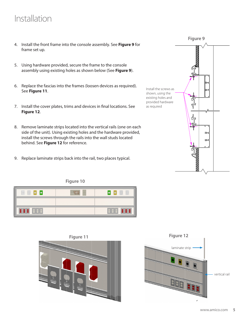Installation | Amico Majestic Series Double Tier Recessed Headwall User Manual | Page 5 / 6