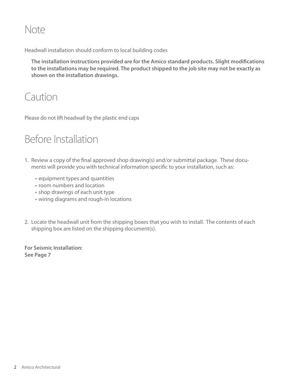 Amico Majestic Series Double Tier Surface Mounted Headwall User Manual | Page 2 / 8