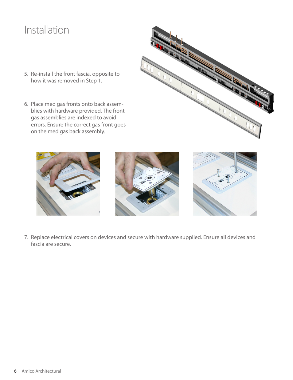 Installation | Amico Majestic Series Single Tier Recessed Headwall User Manual | Page 6 / 8