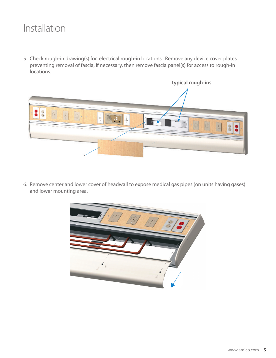 Installation | Amico Majestic Series Single Tier Surface Mounted Headwall User Manual | Page 5 / 8