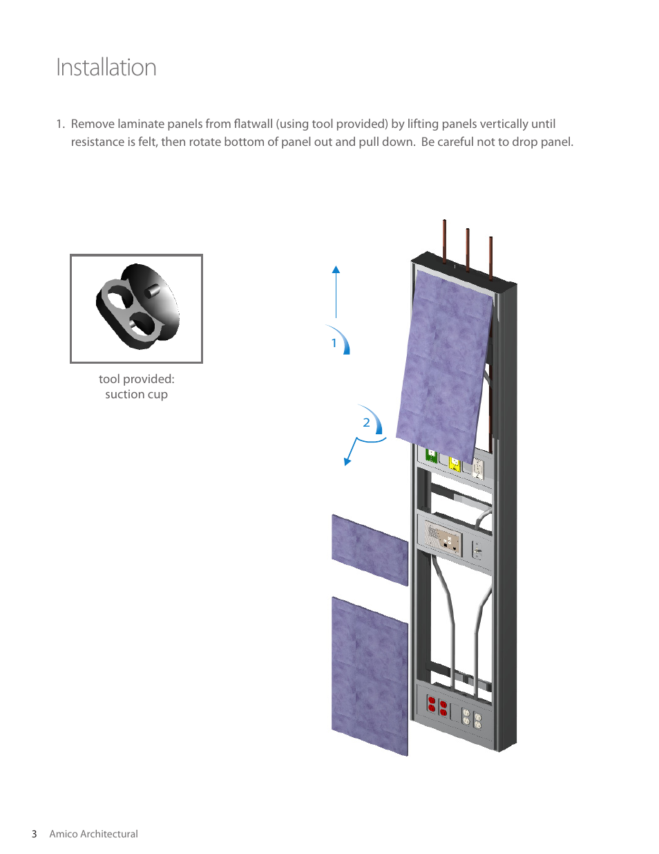 Installation | Amico Regal Series Surface Mounted Vertical Flatwall User Manual | Page 4 / 7