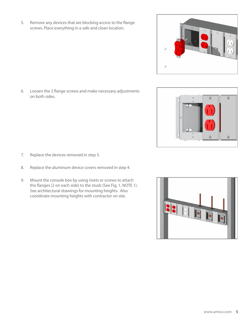 Amico Security Recessed Console Box Assembly User Manual | Page 5 / 12
