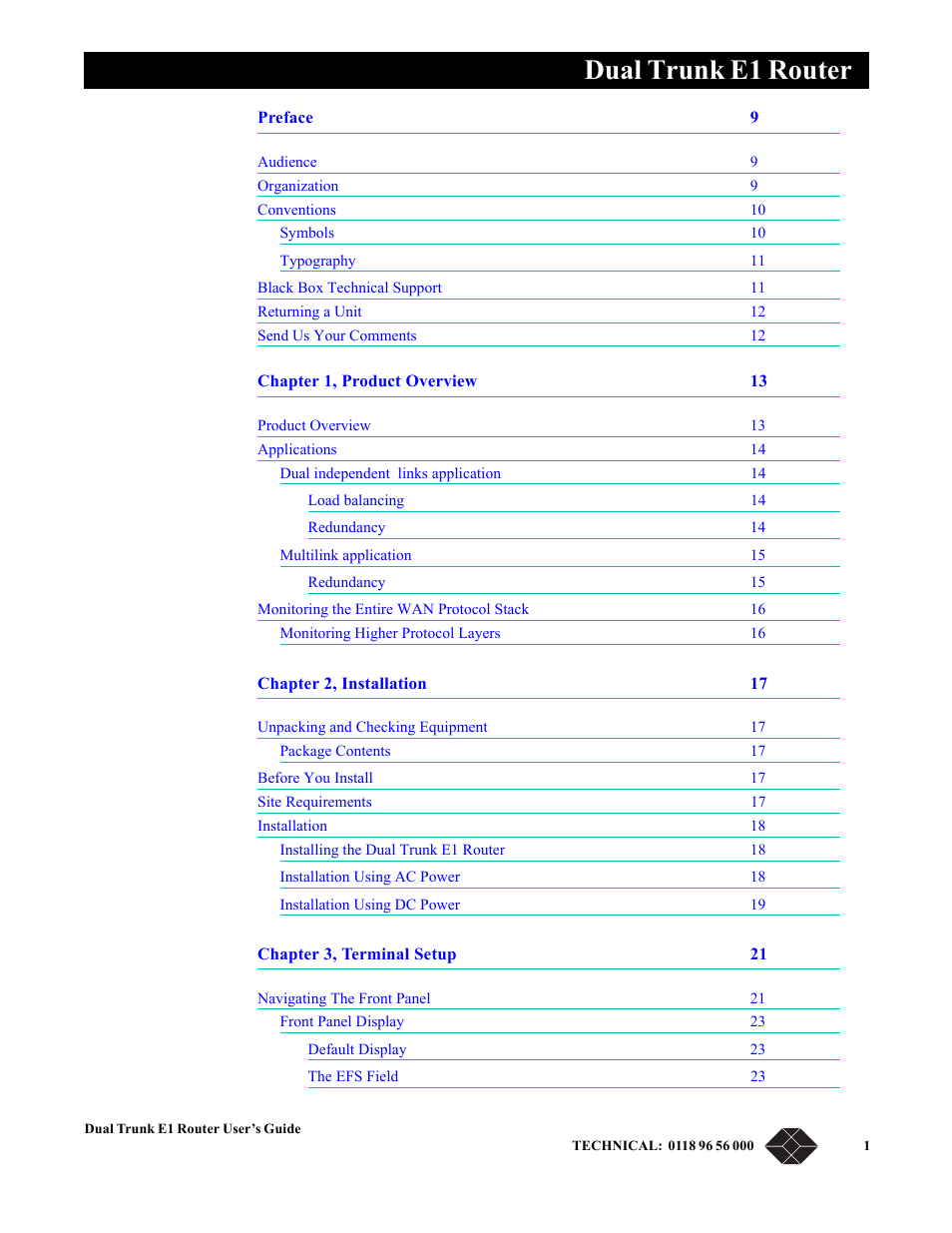 Dual trunk e1 router | Black Box LRU4240 User Manual | Page 5 / 218