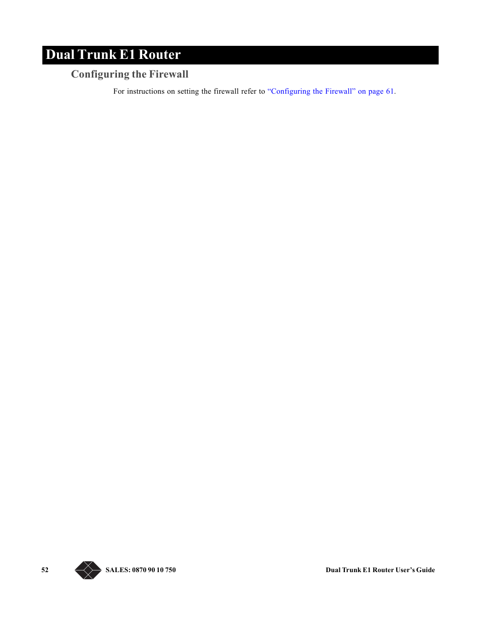Configuring the firewall, Dual trunk e1 router | Black Box LRU4240 User Manual | Page 64 / 218