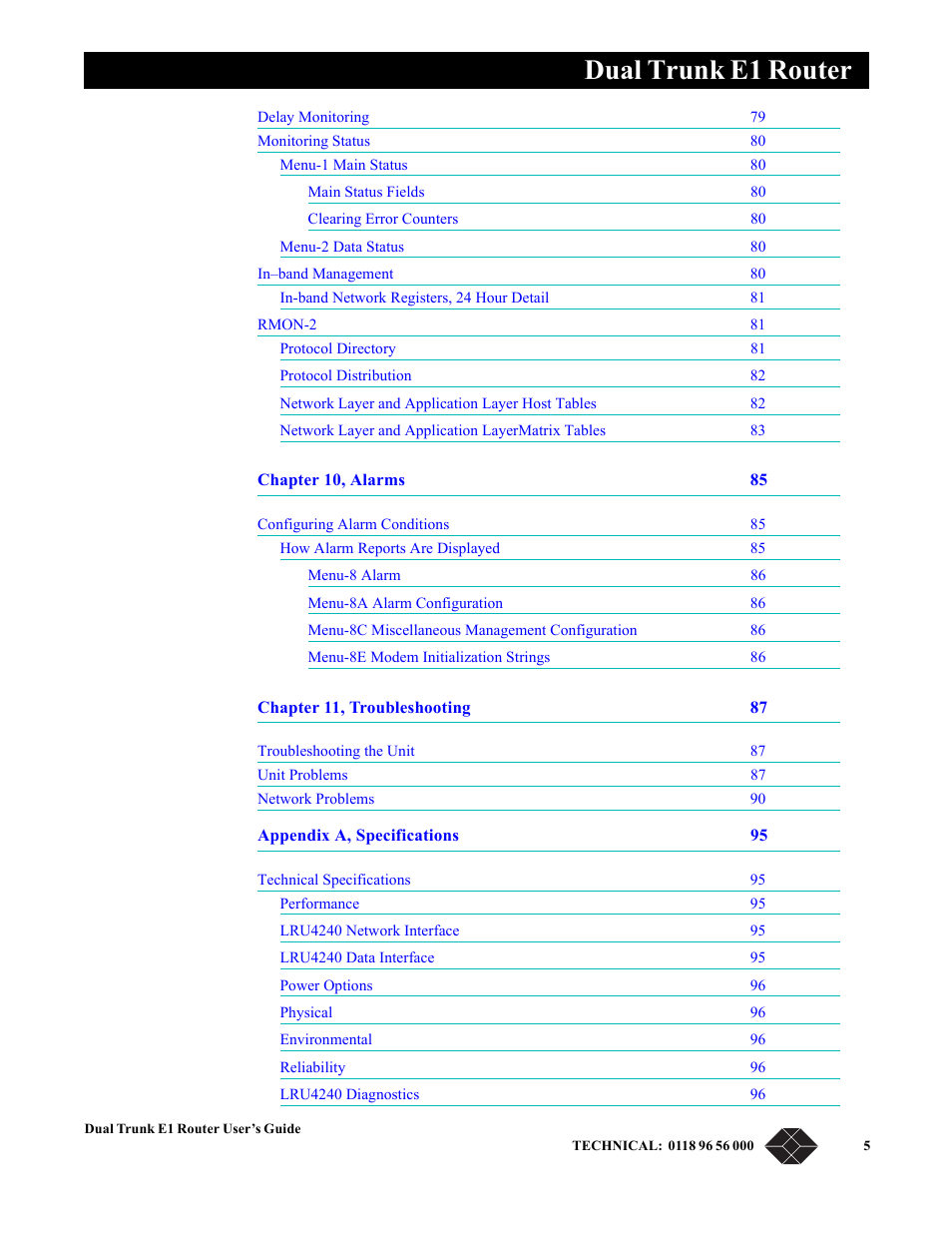 Dual trunk e1 router | Black Box LRU4240 User Manual | Page 9 / 218