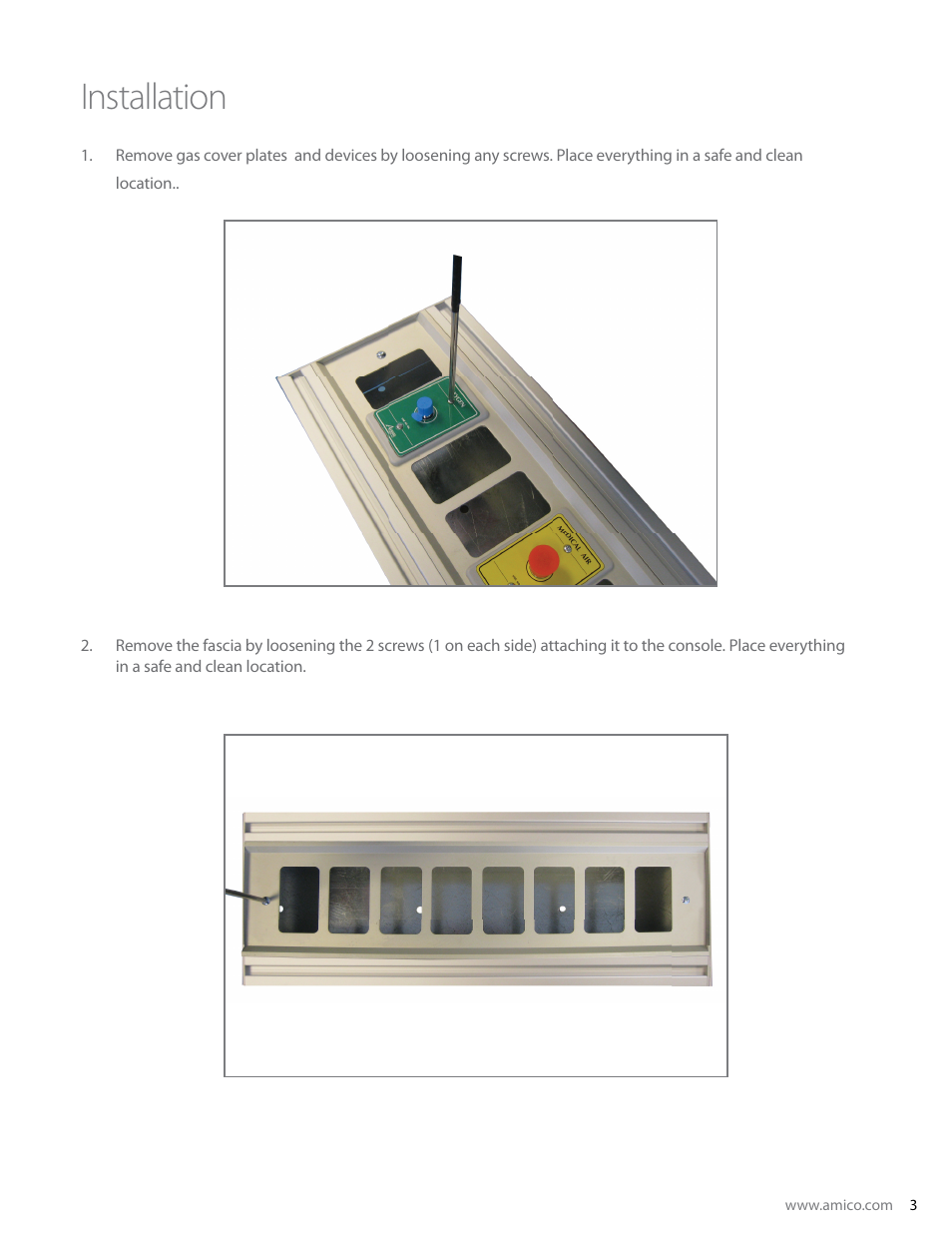 Installation | Amico Surface Mount Console Unit User Manual | Page 3 / 6