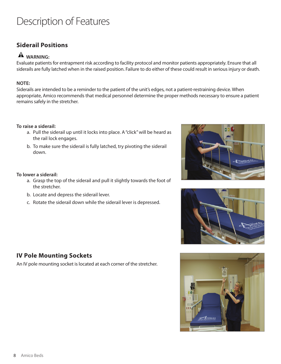 Description of features | Amico Hydraulic Patient Transfer Stretcher (S-H-300) User Manual | Page 8 / 20