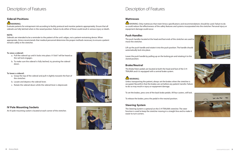Description of features | Amico Hydraulic Patient Transfer Stretcher (S-H-300) User Manual | Page 5 / 11