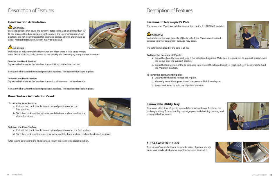 Description of features | Amico Hydraulic Patient Transfer Stretcher (S-H-300) User Manual | Page 7 / 11