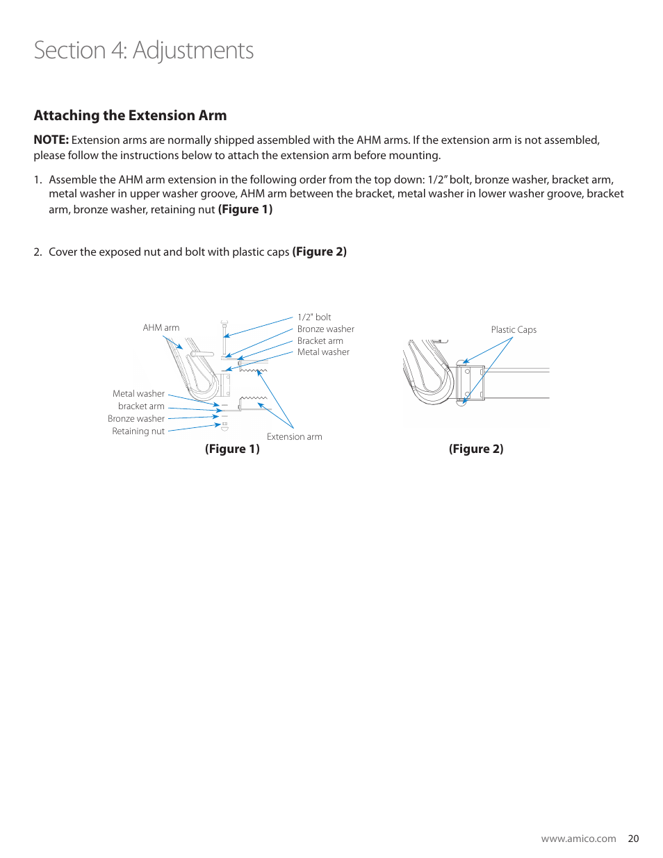 Attaching the extension arm | Amico AHM Monitor Arms (Adjustable Height) User Manual | Page 23 / 34