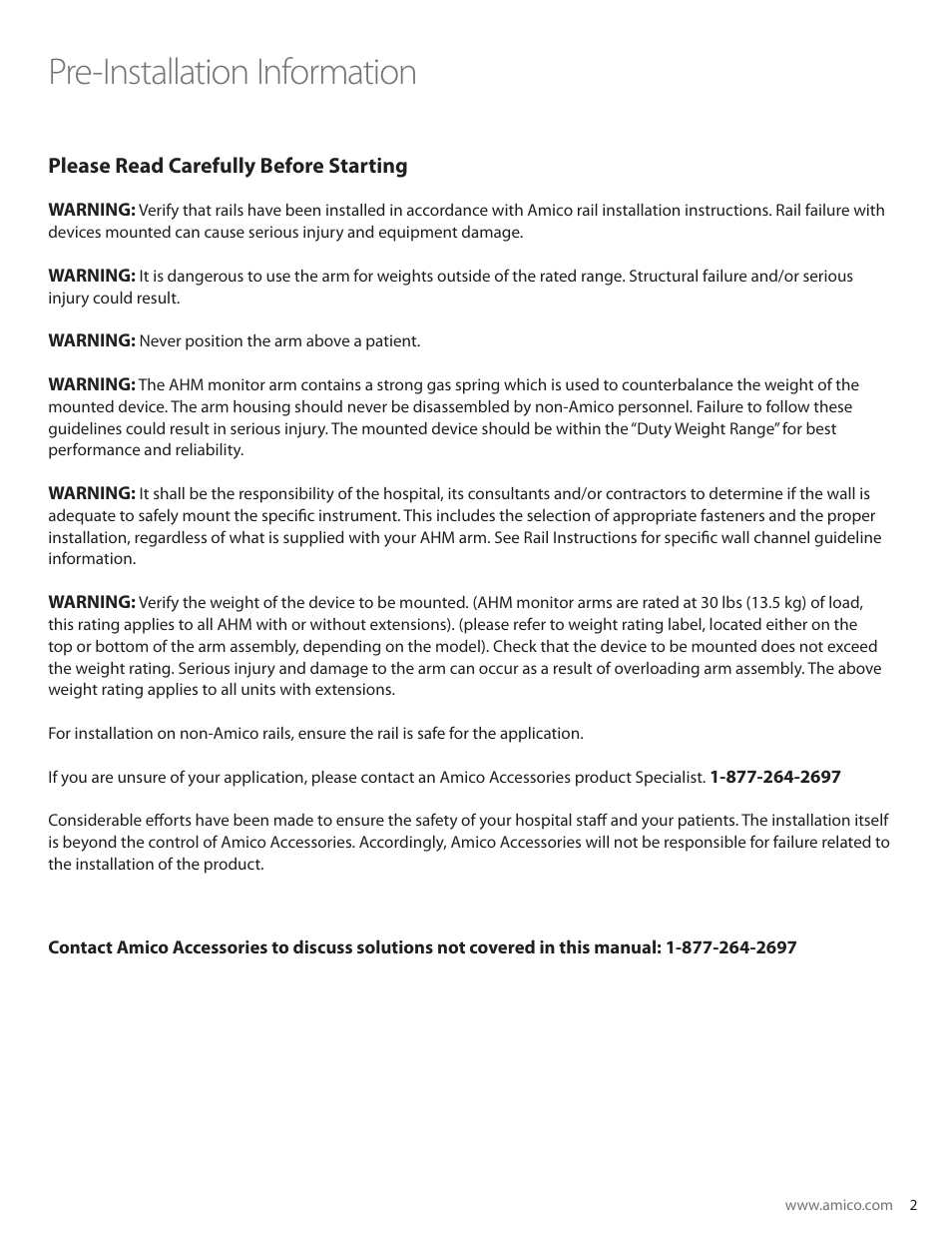 Pre-installation information | Amico AHM Monitor Arms (Adjustable Height) User Manual | Page 5 / 34