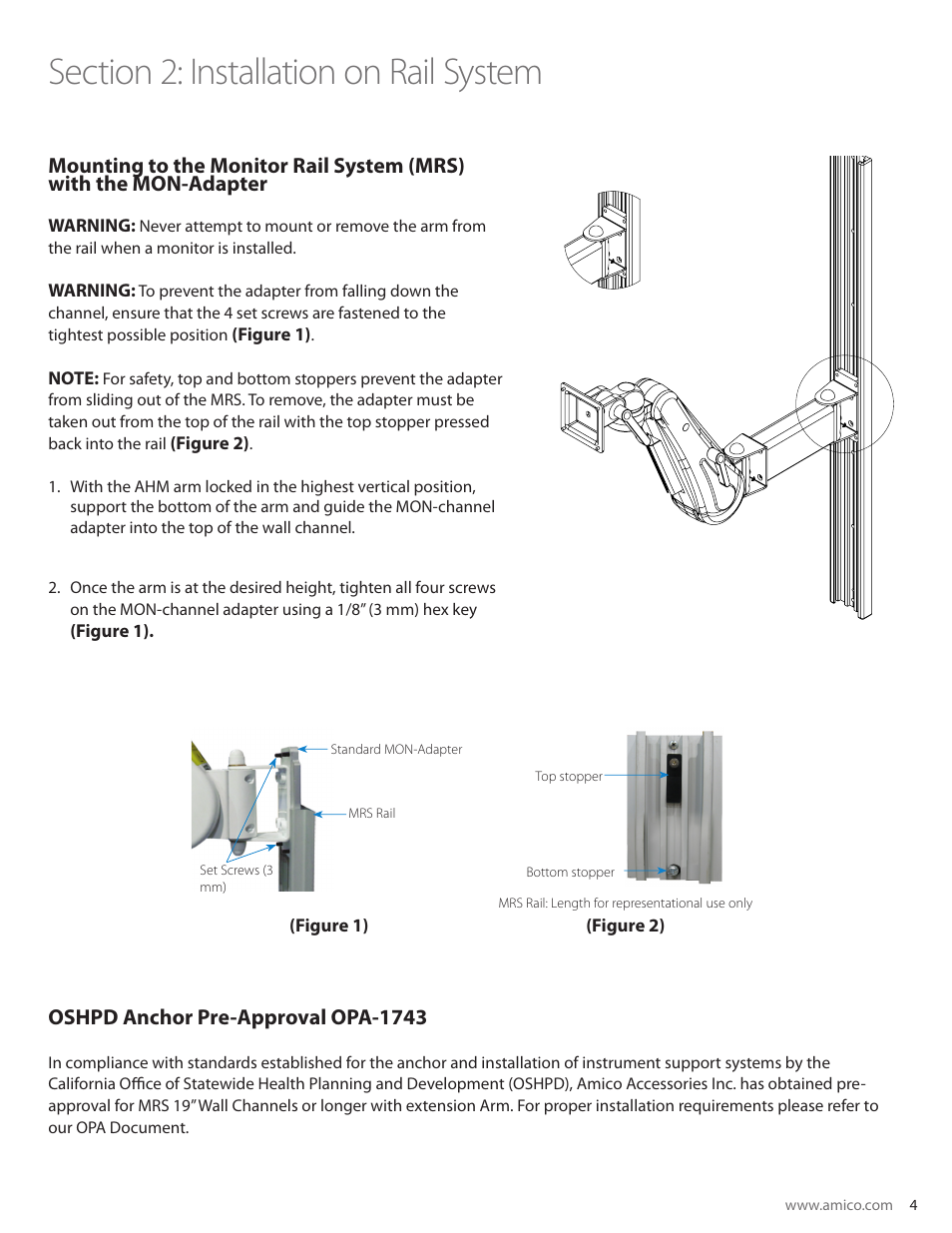 Oshpd anchor pre-approval opa-1743 | Amico AHM Monitor Arms (Adjustable Height) User Manual | Page 7 / 34