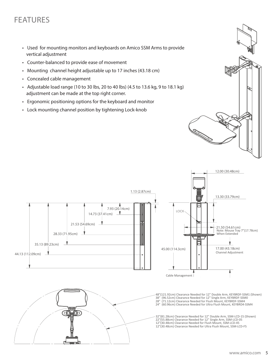 Features | Amico Condor Adjustable Height Channel User Manual | Page 5 / 20