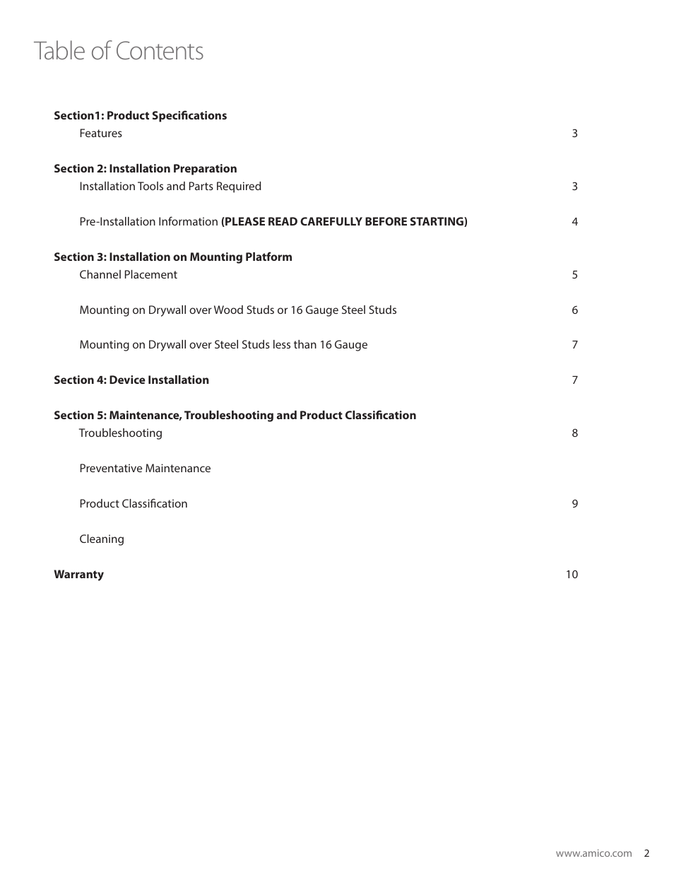 Amico Equipment Rails User Manual | Page 3 / 12