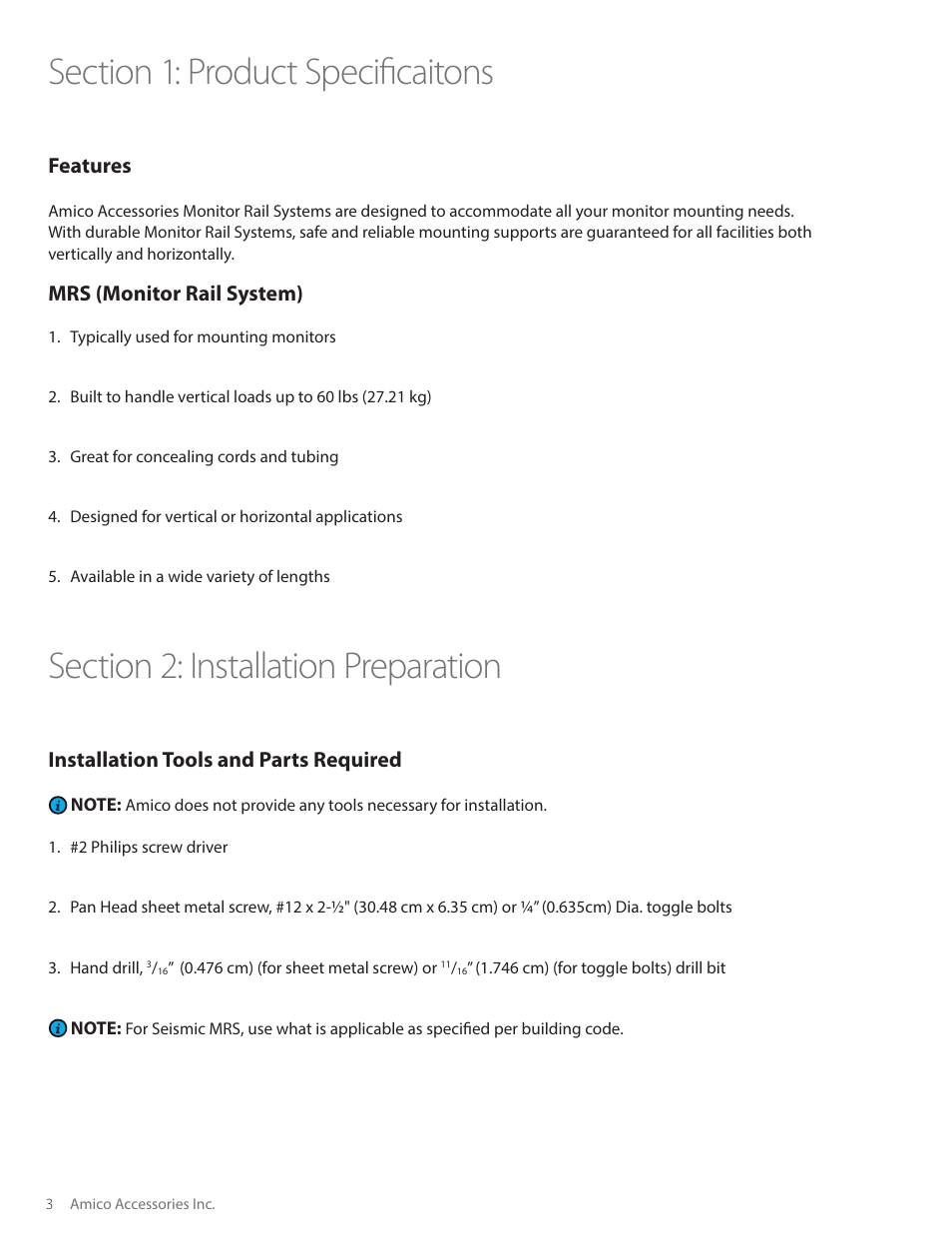 Amico Equipment Rails User Manual | Page 4 / 12