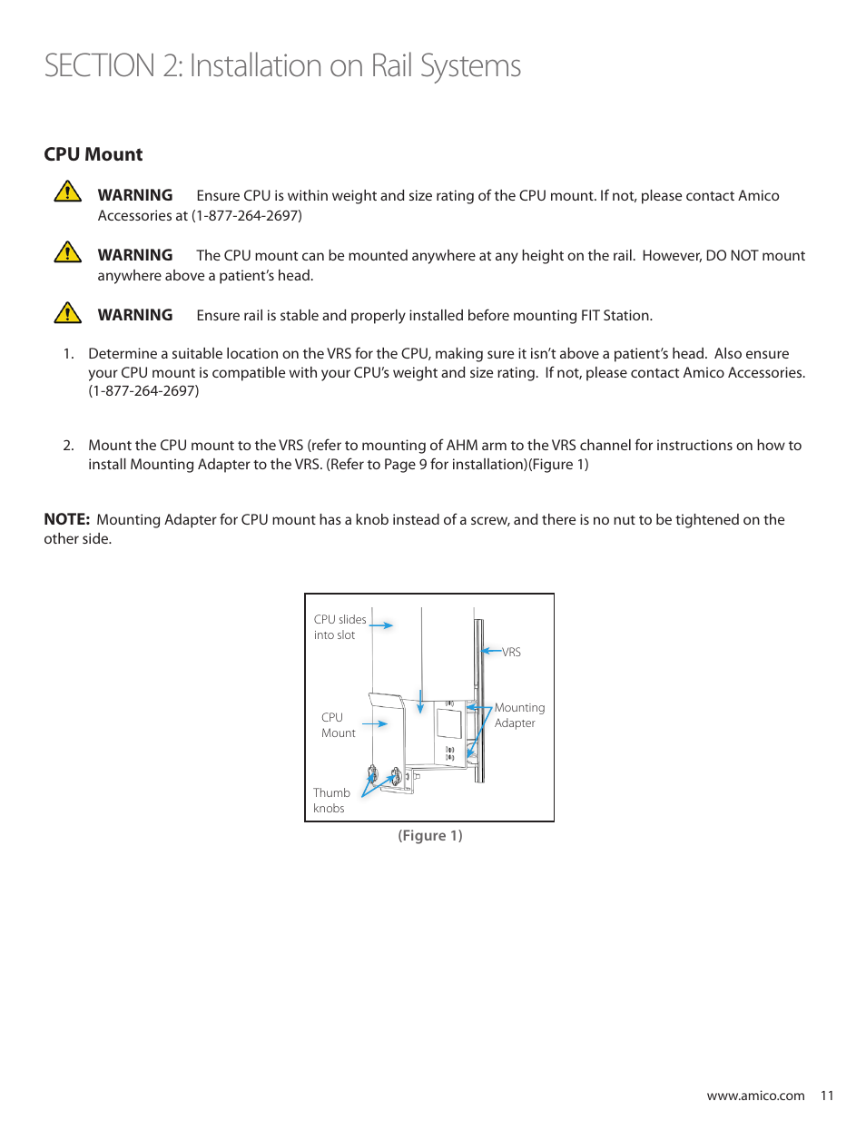 Cpu mount | Amico Falcon Combo Arm User Manual | Page 11 / 44