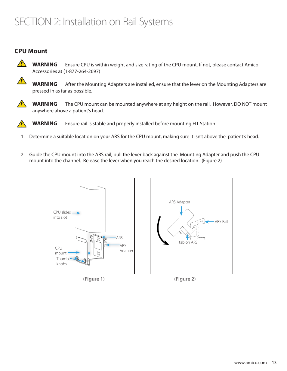 Cpu mount | Amico Falcon Combo Arm User Manual | Page 13 / 44