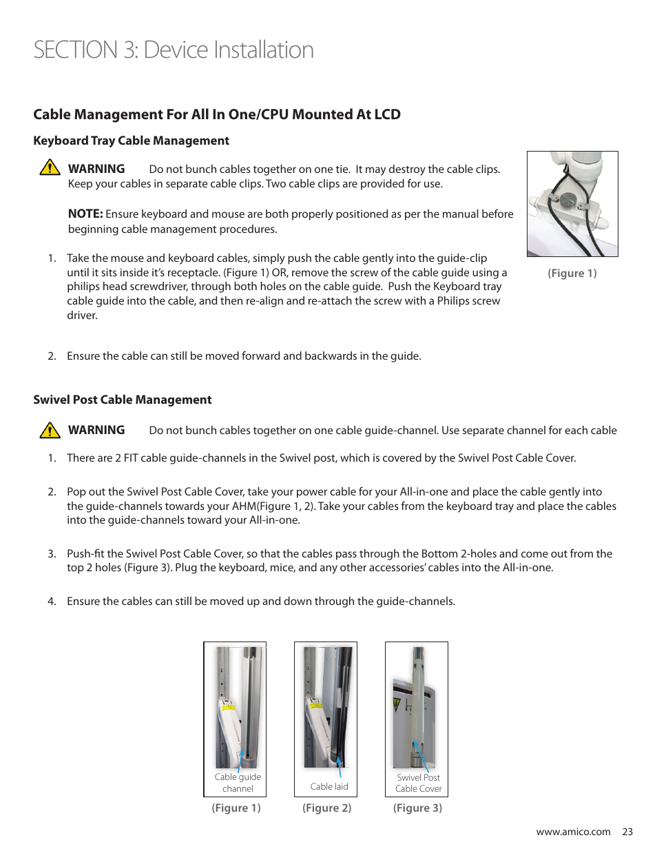 Cable management for all in one/cpu mounted at lcd | Amico Falcon Combo Arm User Manual | Page 23 / 44
