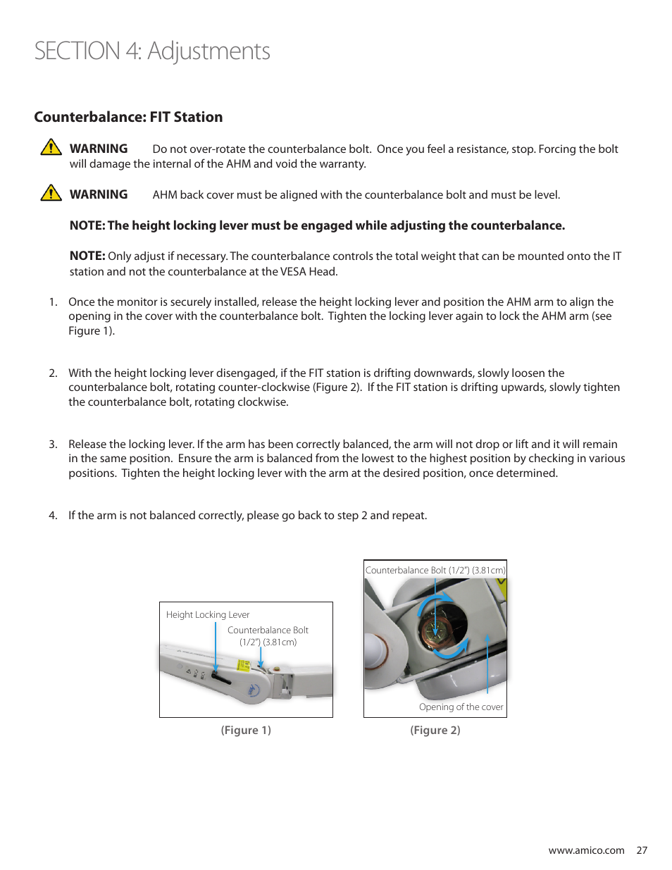 Counterbalance: fit station | Amico Falcon Combo Arm User Manual | Page 27 / 44