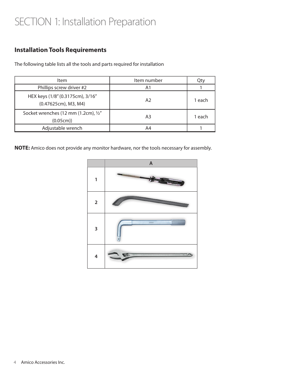 Amico Falcon Combo Arm User Manual | Page 4 / 44