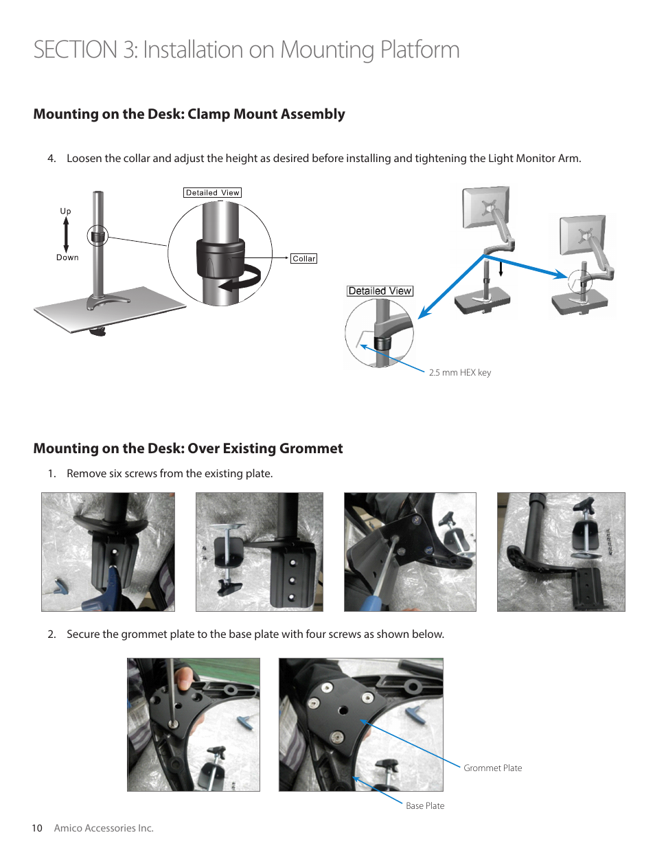 Amico Light-Duty Monitor Arm User Manual | Page 10 / 20