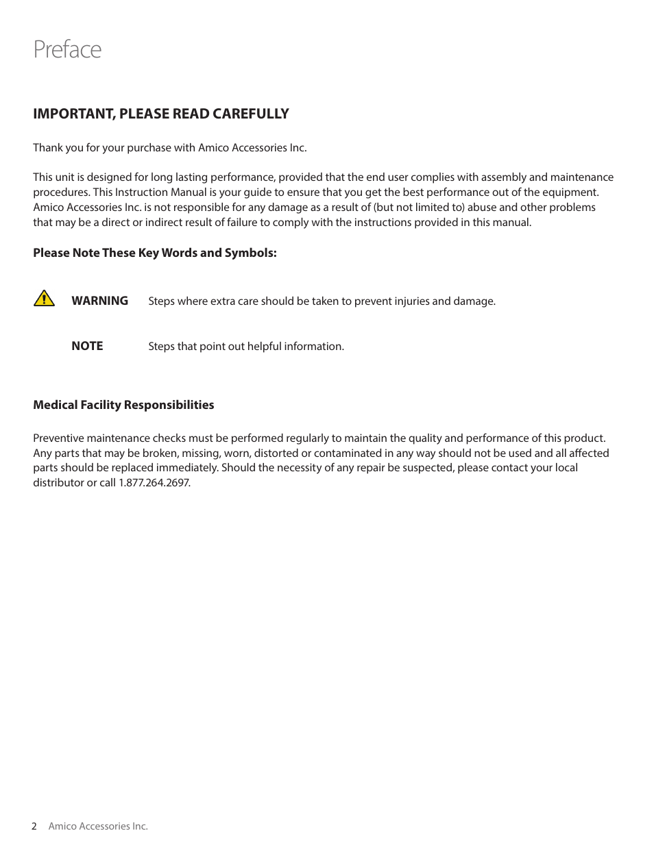 Preface | Amico Light-Duty Monitor Arm User Manual | Page 2 / 20
