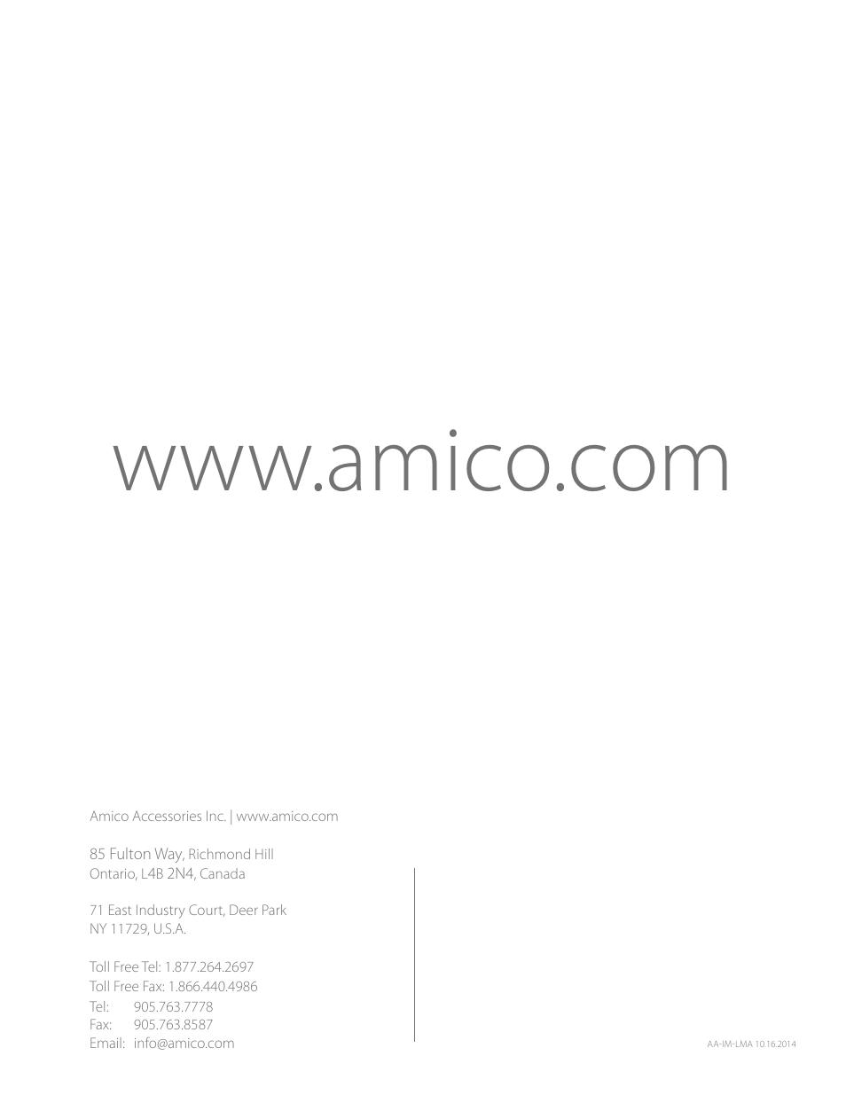 Amico Light-Duty Monitor Arm User Manual | Page 20 / 20