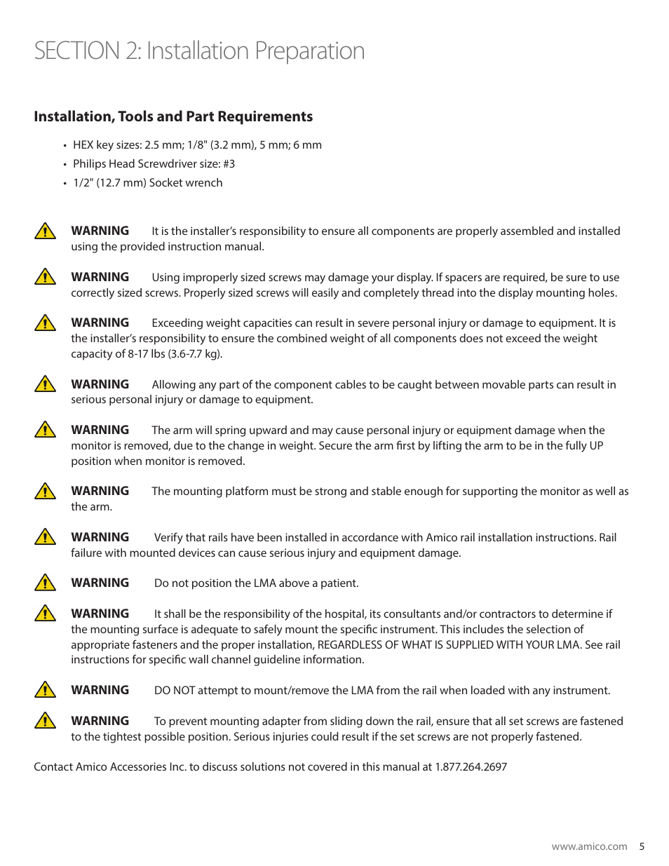 Amico Light-Duty Monitor Arm User Manual | Page 5 / 20