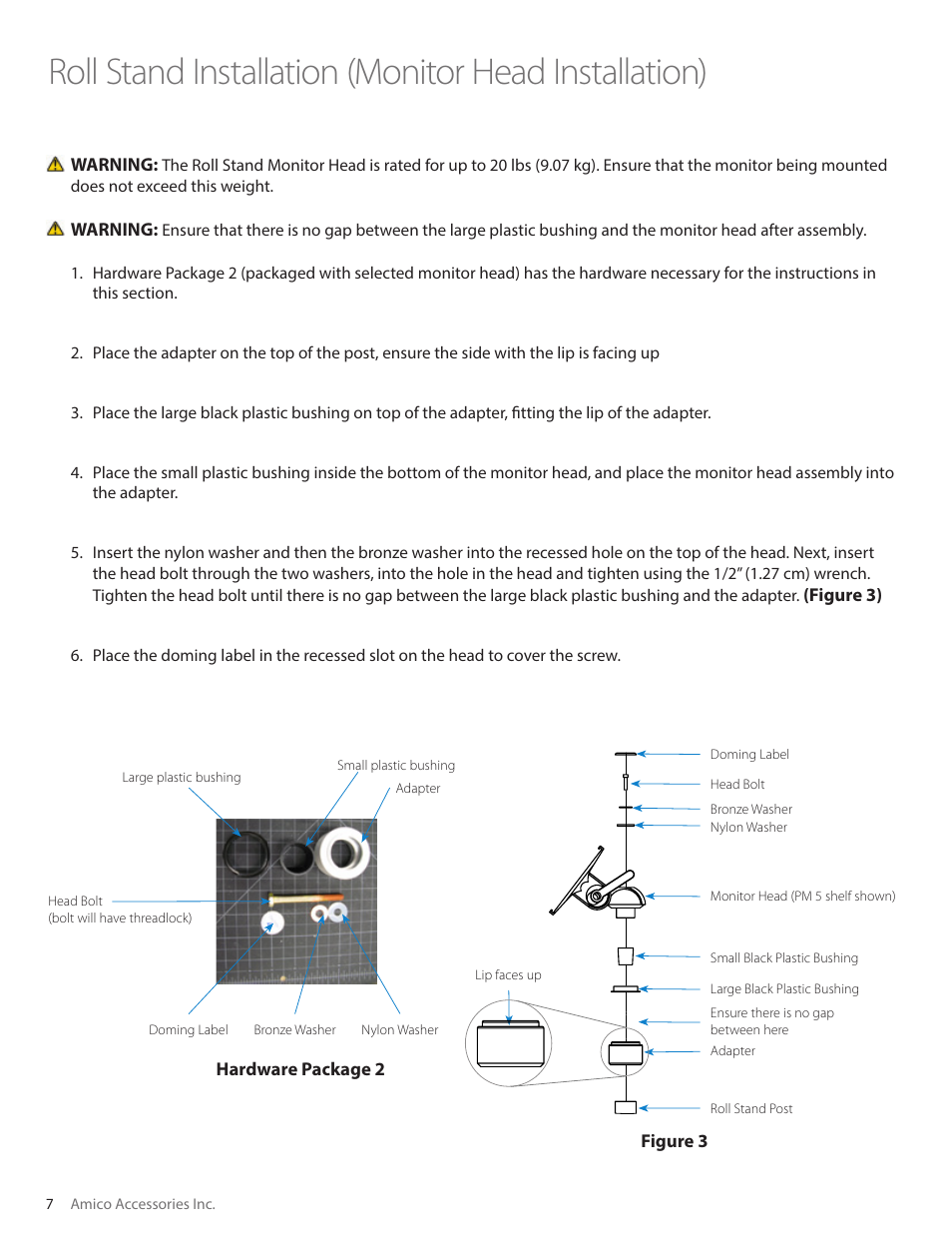 Amico Monitor Roll Stands User Manual | Page 8 / 12