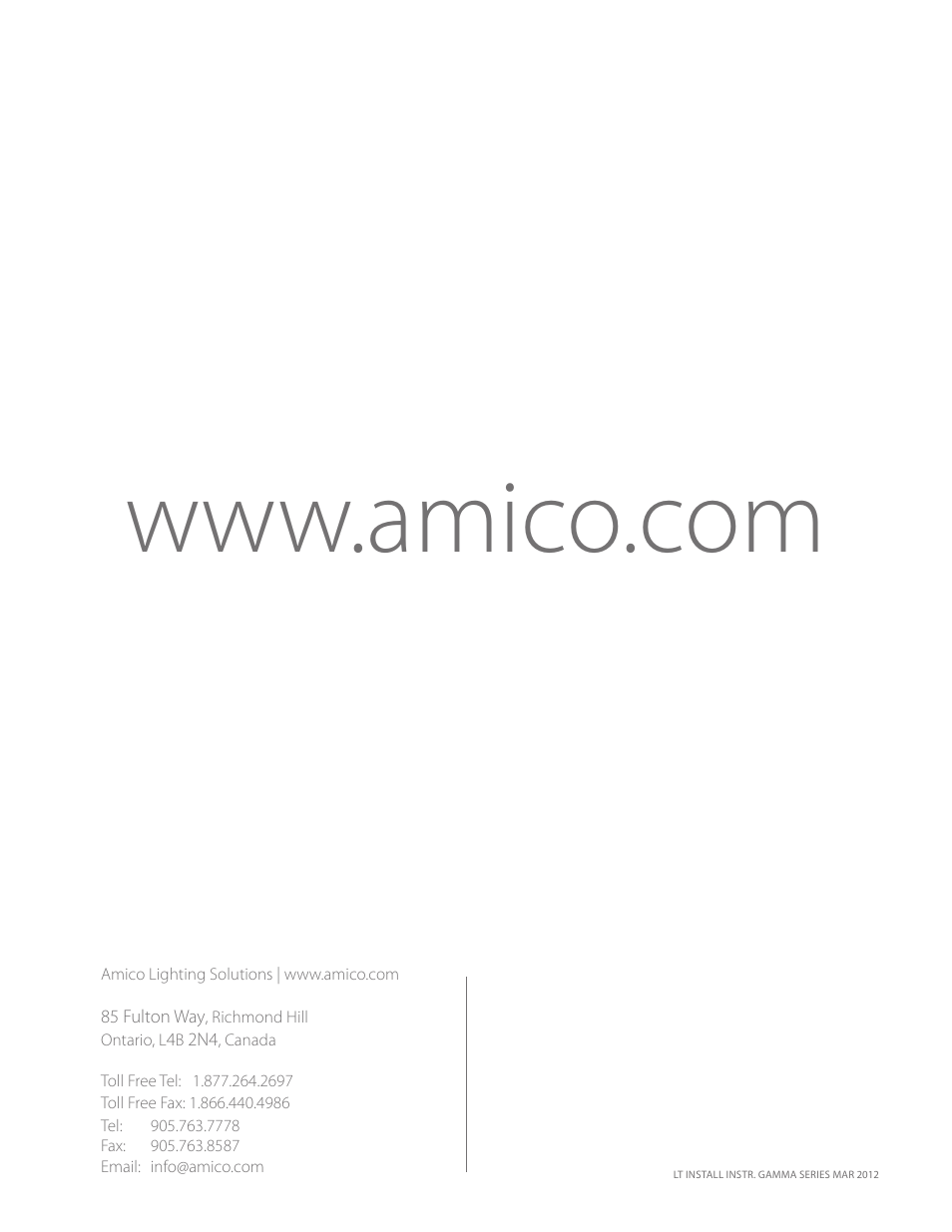 Amico Gamma 50 LED User Manual | Page 18 / 18
