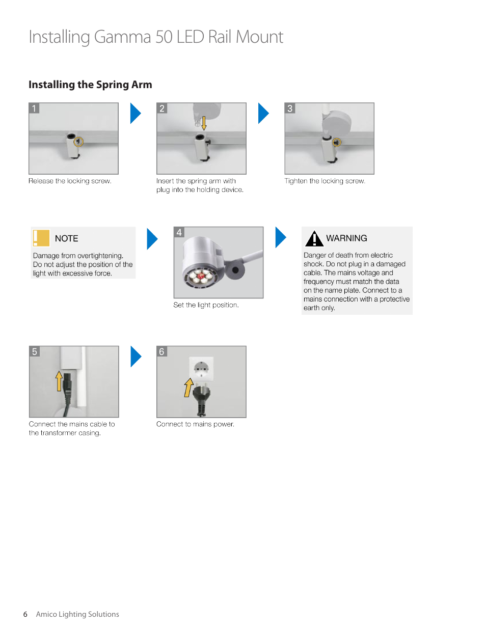 Installing gamma 50 led rail mount | Amico Gamma 50 LED User Manual | Page 6 / 18
