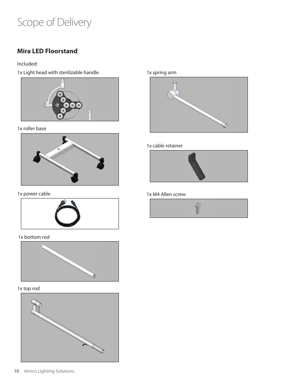 Scope of delivery, Mira led floorstand | Amico Mira LED User Manual | Page 10 / 24