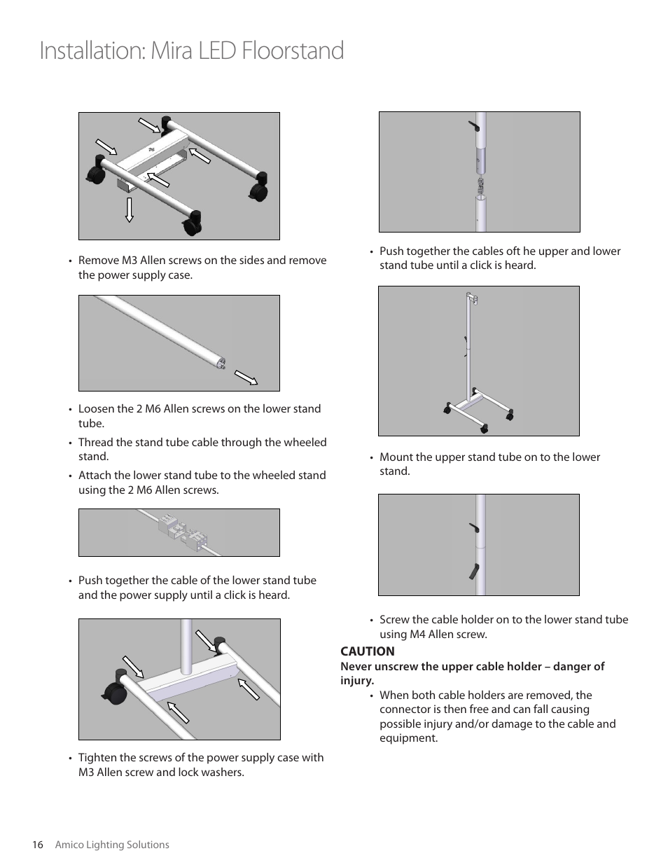 Installation: mira led floorstand, Caution, 7installing triango 30 f | Amico Mira LED User Manual | Page 16 / 24