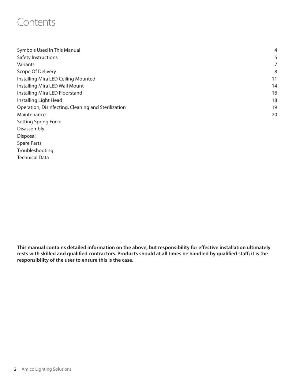 Amico Mira LED User Manual | Page 2 / 24