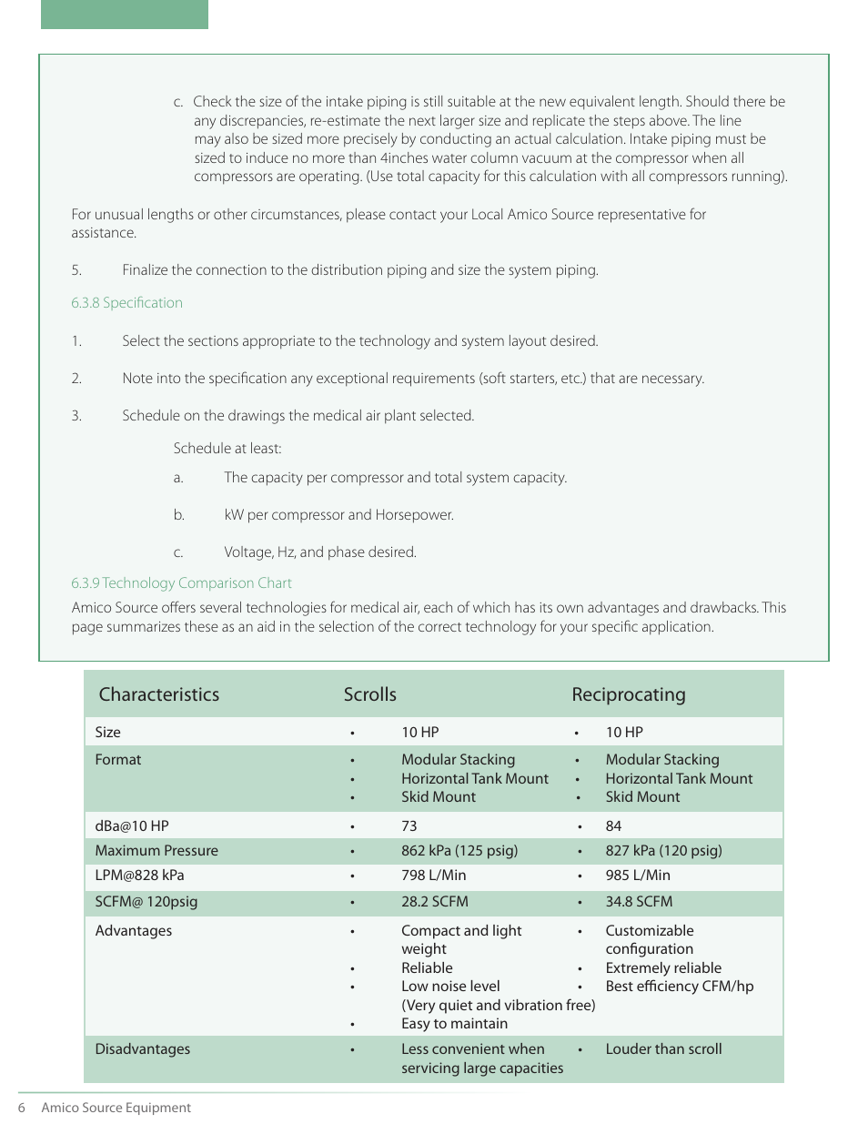 Characteristics scrolls reciprocating | Amico CSA Triplex SCD Modular Stack Mount User Manual | Page 8 / 36