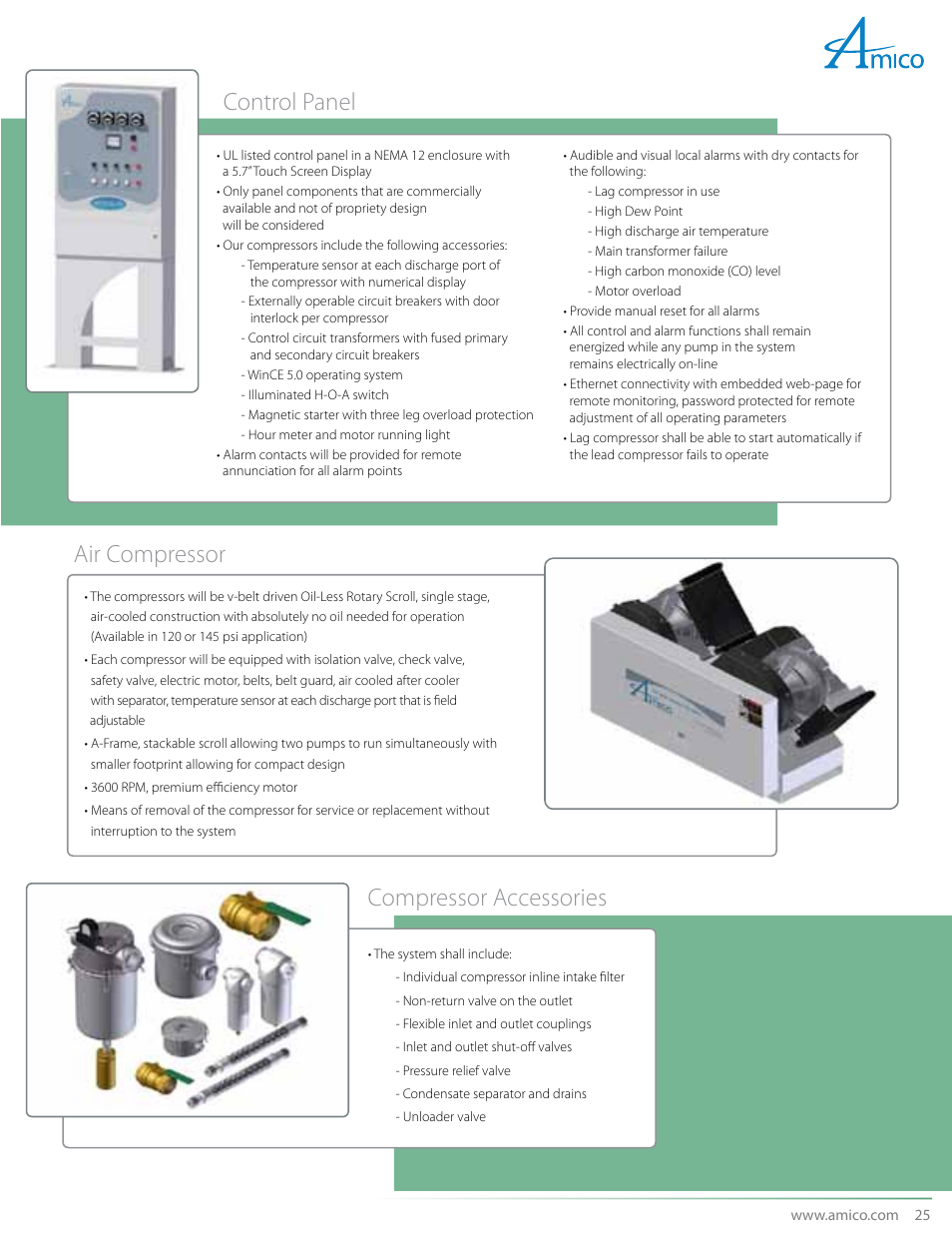 Scroll air with desiccant air treatment, Oil less, Air compressor system | Amico NFPA Triplex SCD Modular Stack Mount User Manual | Page 27 / 40