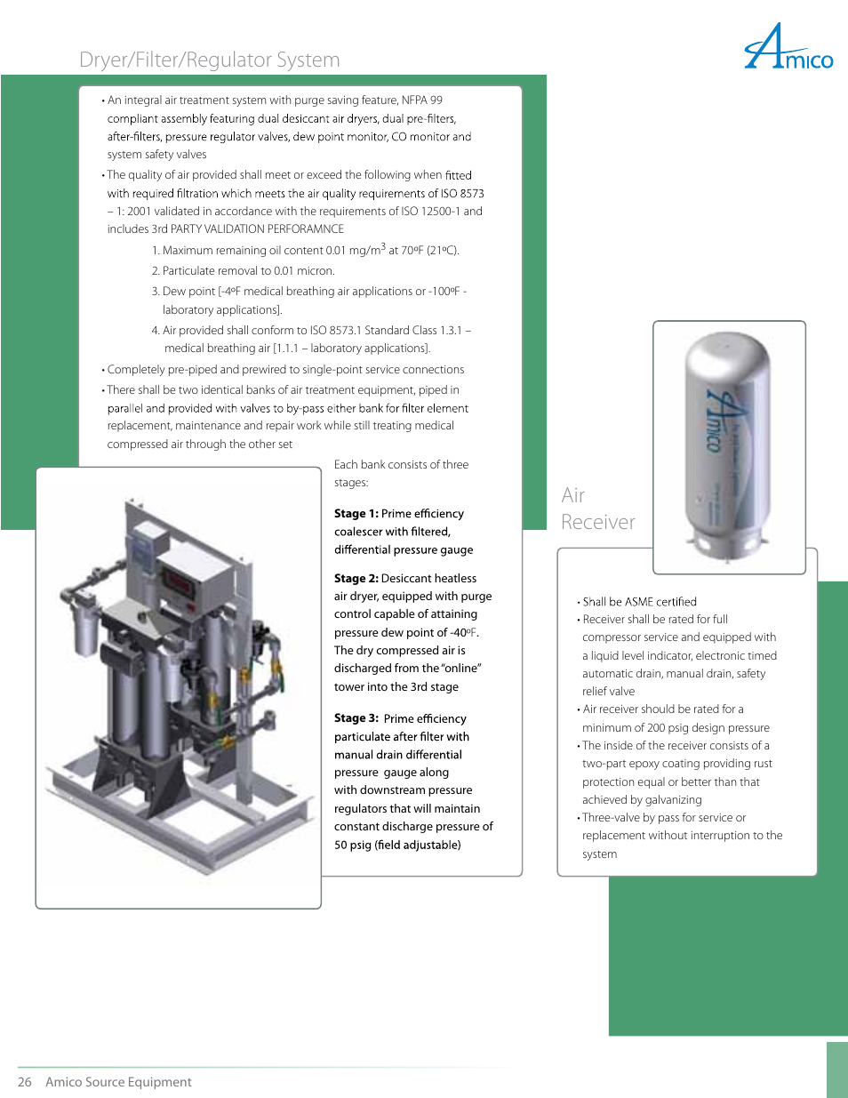 Dryer/filter/regulator system, Air receiver | Amico NFPA Triplex SCD Modular Stack Mount User Manual | Page 28 / 40