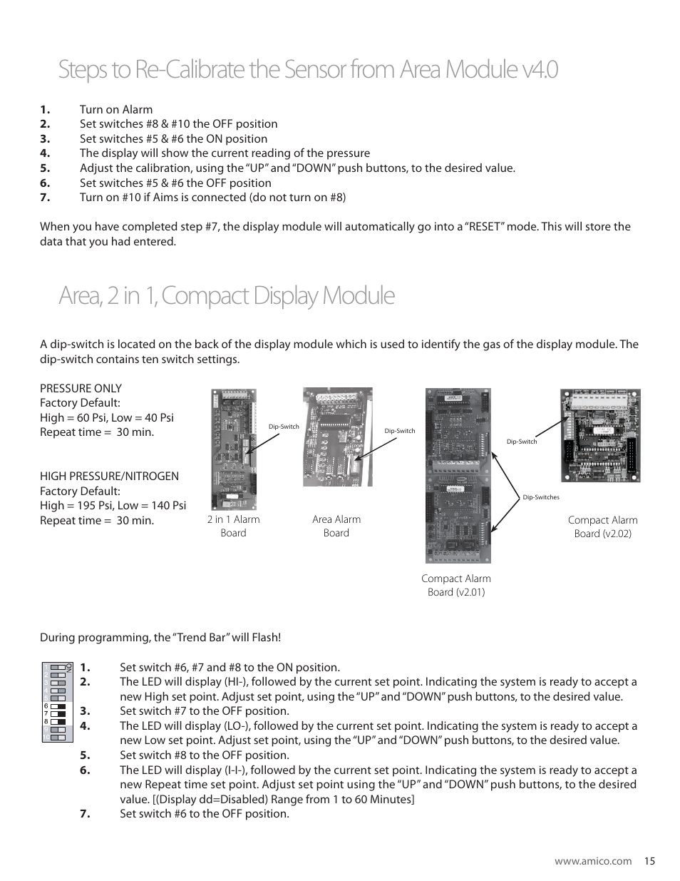 Area, 2 in 1, compact display module | Amico Nema 4 Master Alarm User Manual | Page 15 / 56